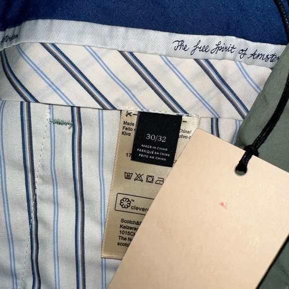 Scotch & Soda Amsterdam Pants Blake Cuffed Green Slim Fit 100% Cotton 30/32 NWT - Picture 4 of 10
